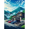 thumbnail image 1 of [UNFRAMED] Anime Style Mountain Road and Classic Cars Wall Art, 1 of 2