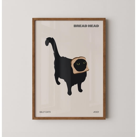 [UNFRAMED] Bread head cat | Cat art | Cat wall art | Cat Poster | Cat gift | Kitten