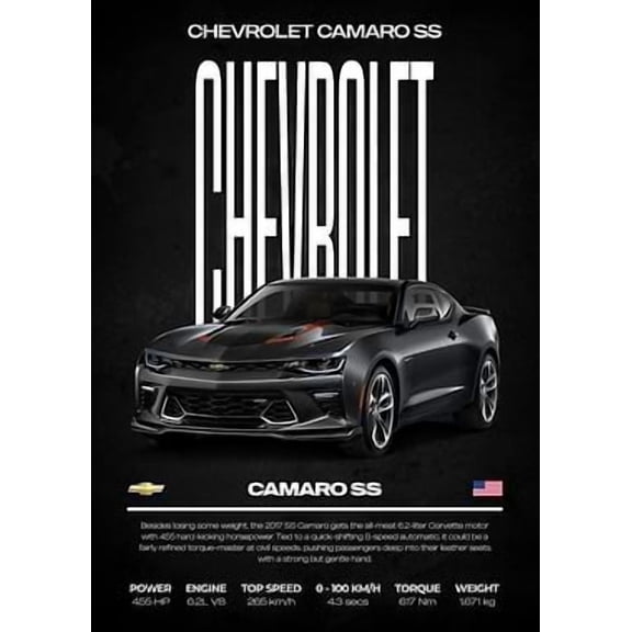 [UNFRAMED] Chevrolet Camaro SS Performance Specs Wall Art