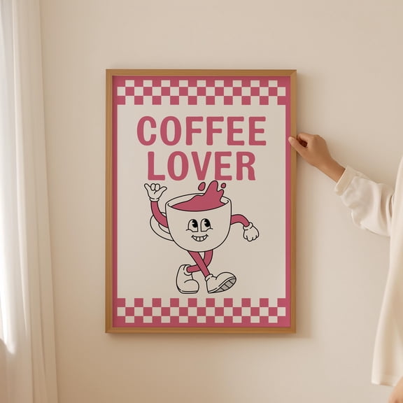 [UNFRAMED] Coffee Lover Poster– Trendy Coffee Wall Art for Kitchen room decor, Funky Dopamine print as Coffee gift, Aesthetic Barista Bar Room Art