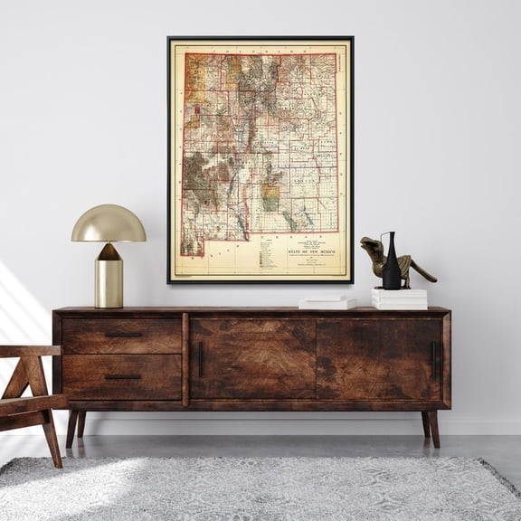 [UNFRAMED] DailyMood Antique Style US State Map Print New Mexico Poster Vintage Home Wall Decor
