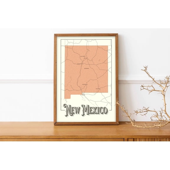 [UNFRAMED] DailyMood Illustrated State Map Santa Fe Albuquerque Print New Mexico Poster Colorful Illustrated
