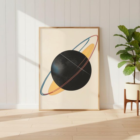 [UNFRAMED] DailyMood Mid Century Modern Abstract Planet Space Wall Art Solar System Poster Print