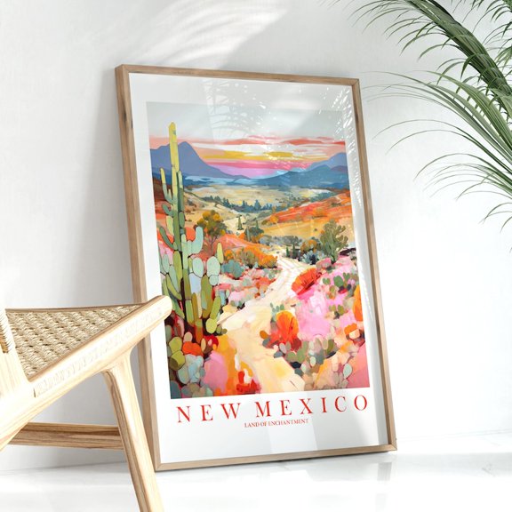 [UNFRAMED] DailyMood Retro Desert Landscape Land of Enchantment Art New Mexico Poster