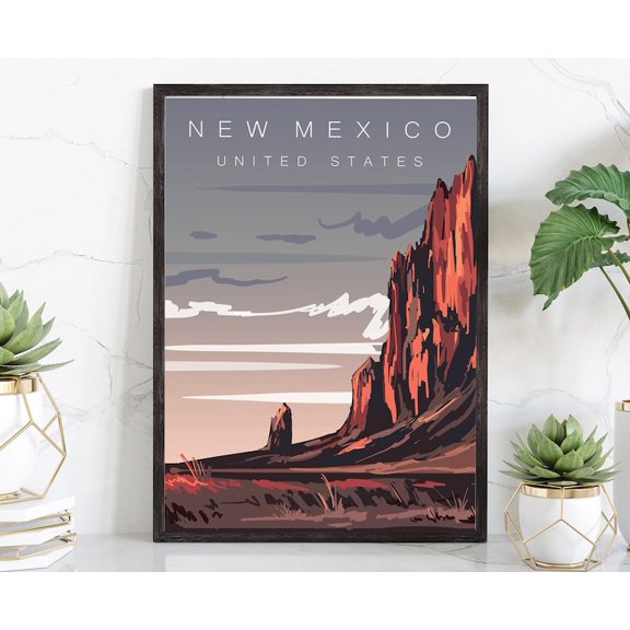 [UNFRAMED] DailyMood Retro Style Travel State Map Vintage Rustic Print New Mexico Poster