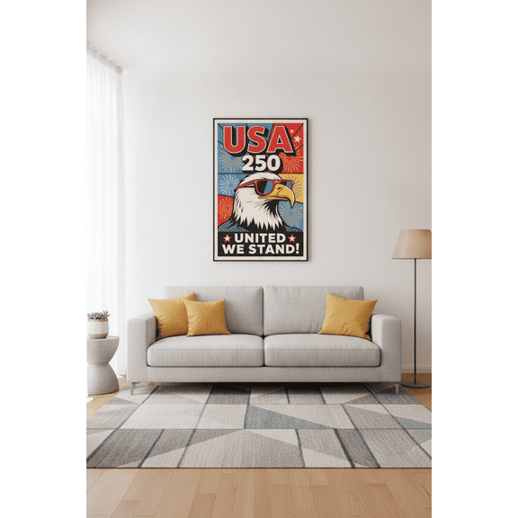 [UNFRAMED] DailyMood USA 250th Anniversary Eagle Poster Patriotic American Bald Eagle Wall Art Print