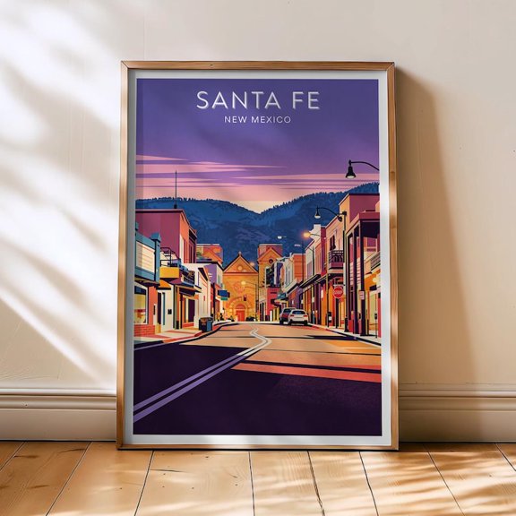 [UNFRAMED] DailyMood Vintage Santa Fe Desert Cityscape Travel Print New Mexico Poster Wall Decor