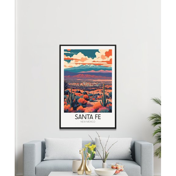 [UNFRAMED] DailyMood Vintage Santa Fe Retro New Mexico Poster Desert Landscape Wall Art Print