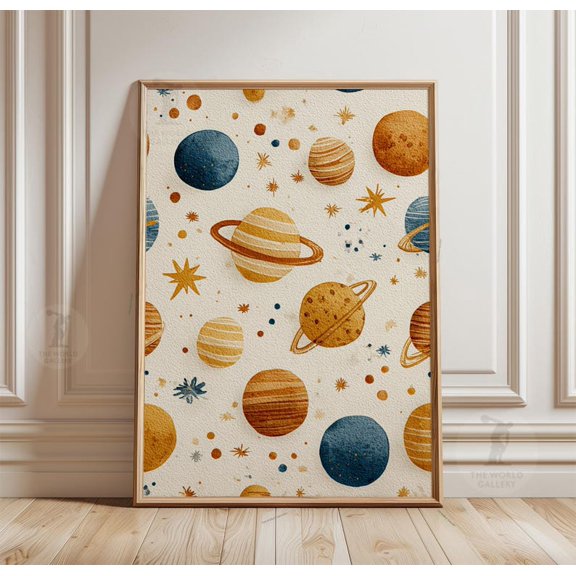 [UNFRAMED] DailyMood Watercolor Planet Print Home Wall Art Solar System Poster