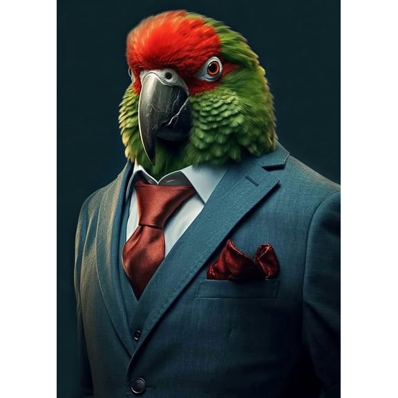 [UNFRAMED] Dapper Parrot Portrait Wall Art