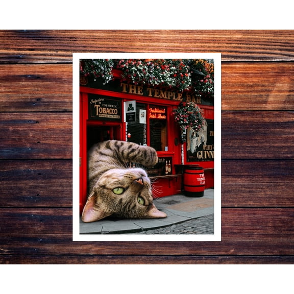 [UNFRAMED] Dublin Ireland Cat Print, St. Patricks Day, Irish Artwork, Bar Wall Art, Cat Pub Decor, Gift for Cat Lover, Irish Gift, Ireland Poster