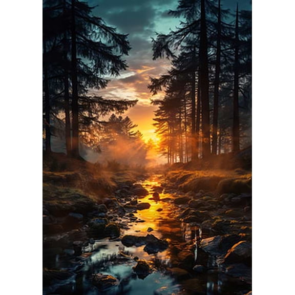 [UNFRAMED] Enchanted Forest Sunset - Wall Art & Room Decor