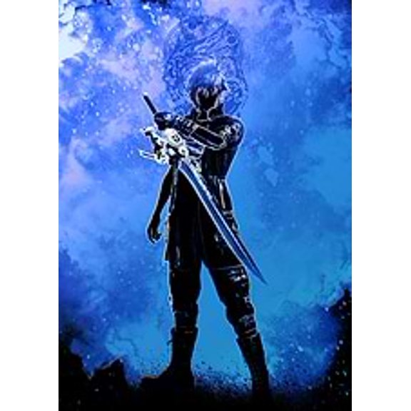 [UNFRAMED] Final Fantasy XV Noctis Blue Silhouette Wall Art