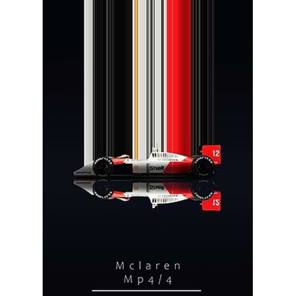 [UNFRAMED] McLaren MP4/4 Formula 1 Race Car Wall Art - Minimalist Automotive Decor
