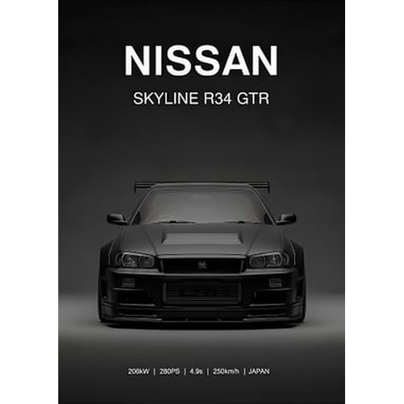 [UNFRAMED] Nissan Skyline R34 GT-R Minimalist Car Wall Art