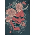 thumbnail image 1 of [UNFRAMED] Oni Mask with Peony Flowers Japanese Art Wall Art Decor, 1 of 2
