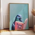 thumbnail image 1 of [UNFRAMED] Pigeon Reading Pooping on People Book Wall Art Funny Bathroom Art, 1 of 5