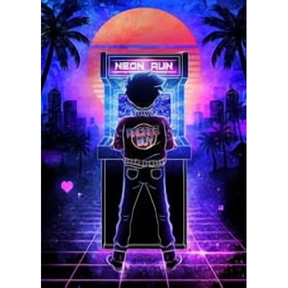 [UNFRAMED] Retro Arcade Neon Run Gaming Wall Art Poster