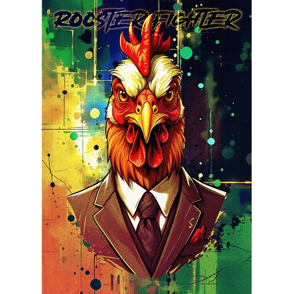 [UNFRAMED] Rooster Fighter Suit Pop Art Wall Art