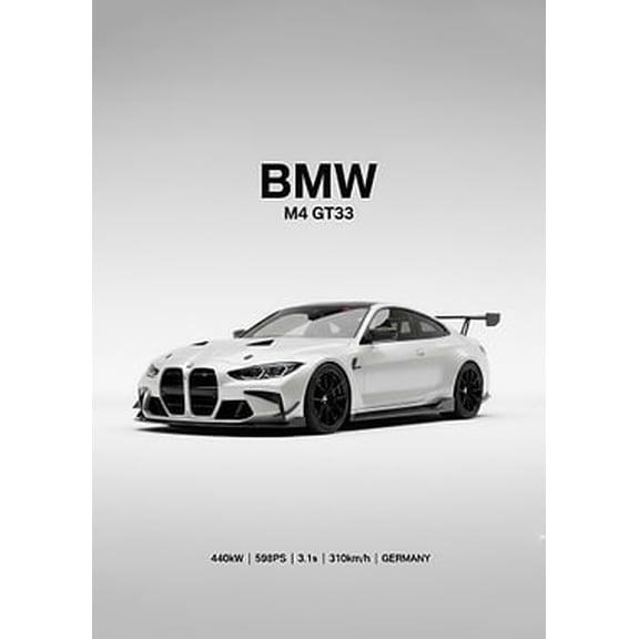 [UNFRAMED] Sleek BMW M4 GT3 Minimalist Wall Art
