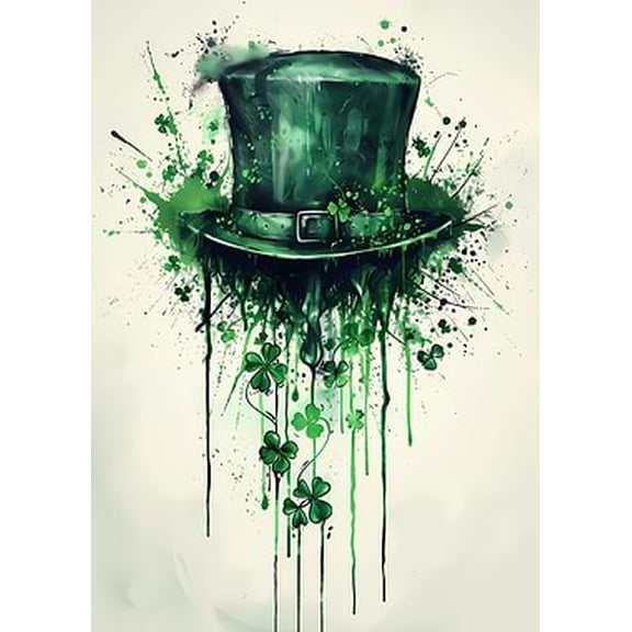 [UNFRAMED] St. Patrick's Day Green Hat Splash Art Wall Decor