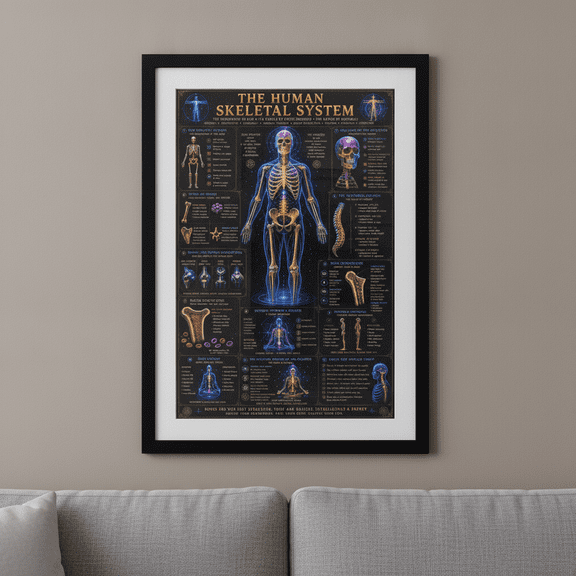 [UNFRAMED] StateSide Prints Human Skeletal System Anatomy Chart Bones Diagram Poster Print