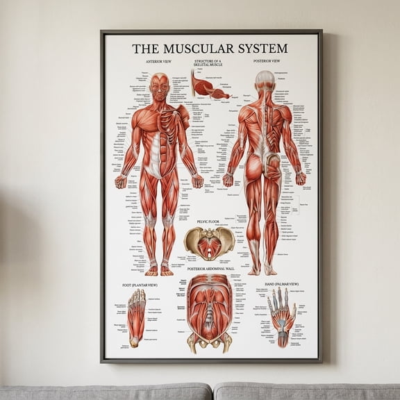 [UNFRAMED] StateSide Prints Muscular System Anatomical Chart Human Muscle Anatomy Poster for Gym and Medical Classroom