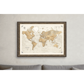 [UNFRAMED] StateSide Prints Vintage Style World Map Poster Detailed Travel Tracker Wall Art