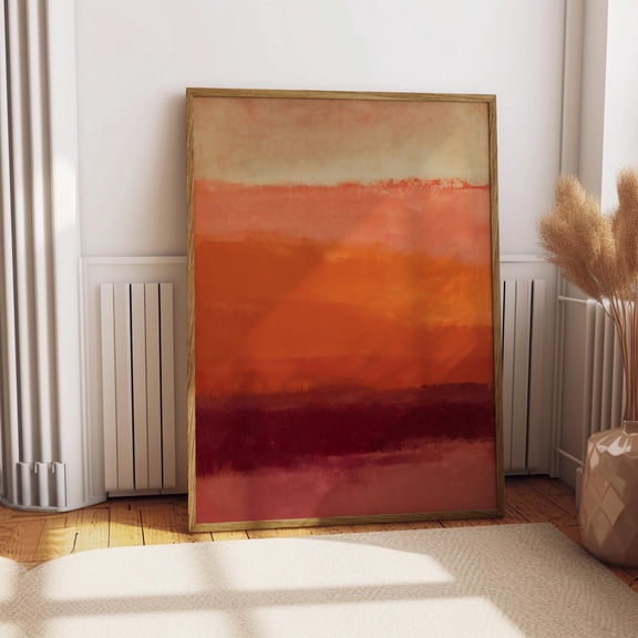 [UNFRAMED] Terracotta Abstract Print, Pastel Earth Tones Wall Art, Burnt Orange Colour Block Poster, Rothko Inspired Sunset Decor, Warm Boho Art Print
