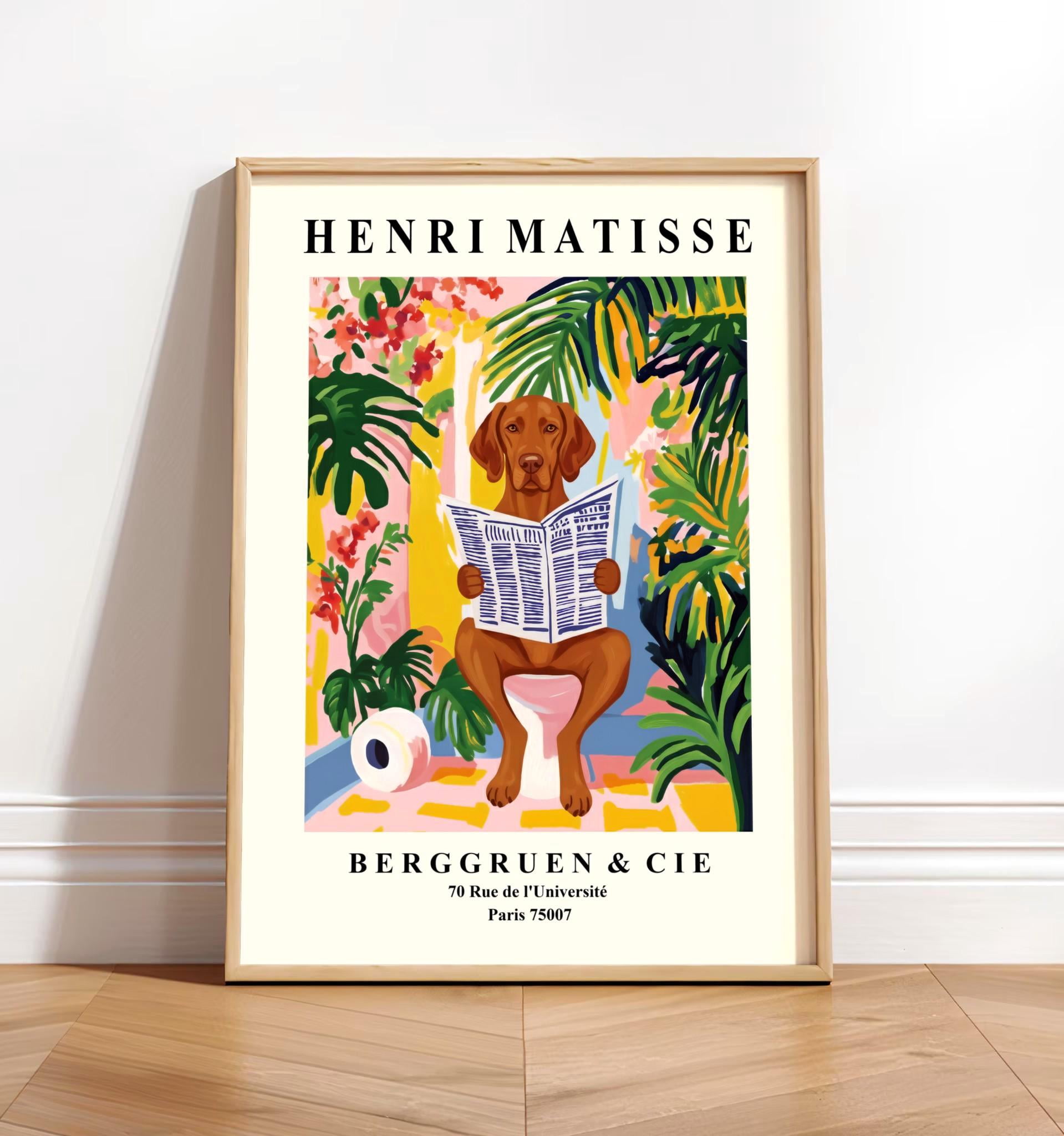 [UNFRAMED] Vizsla on Toilet Wall Art - Funny Matisse Bathroom Poster ...