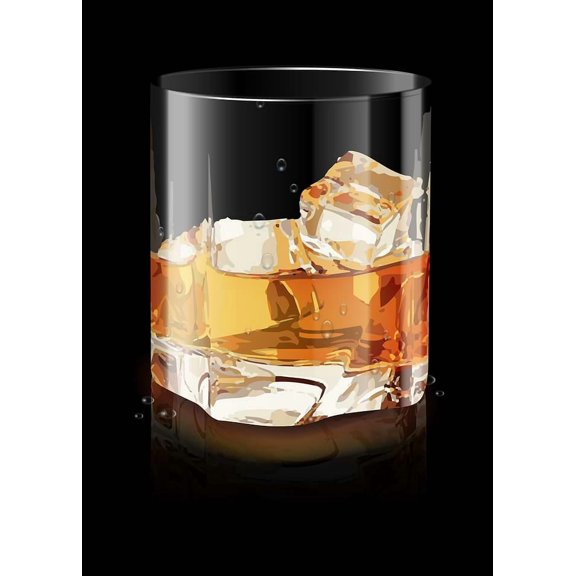 [UNFRAMED] Whiskey on the Rocks Glass Poster - Modern Bar Wall Art