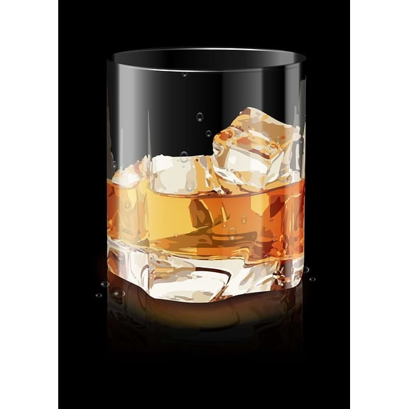 [UNFRAMED] Whiskey on the Rocks Glass Poster - Modern Bar Wall Art