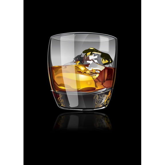 [UNFRAMED] Whiskey on the Rocks Glass Wall Art