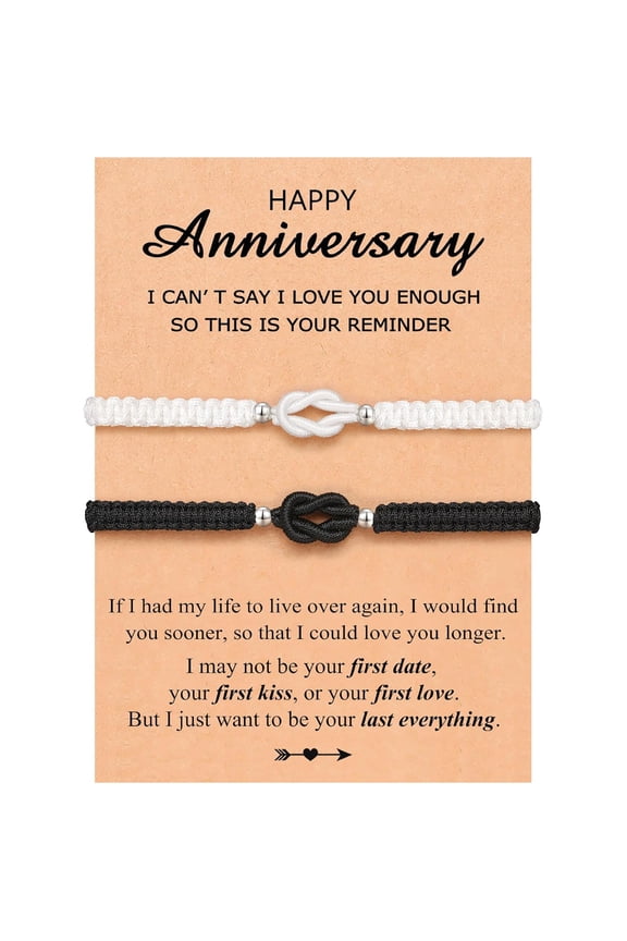 UNGENT THEM Pinky Promise Knot Couples Bracelets Anniversary Christmas Valentines I Love You Gifts for Boyfriend Girlfriend Women Men