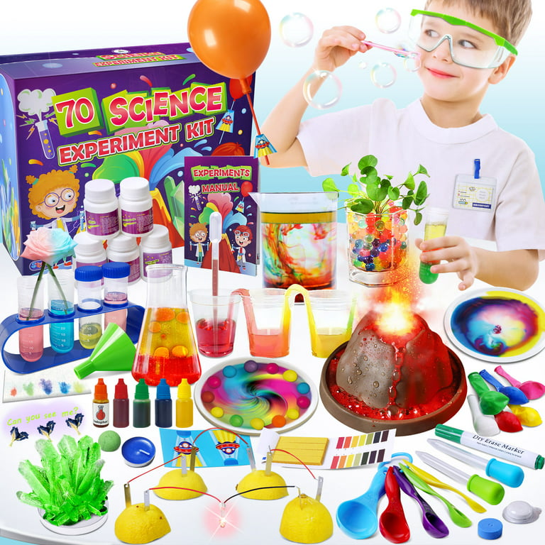UNGLINGA 30+ Experiments Science Kits for Kids, Educational STEM Project  Activities Toys Gifts for Boys Girls, Chemistry Set, Bouncy Ball, Volcano