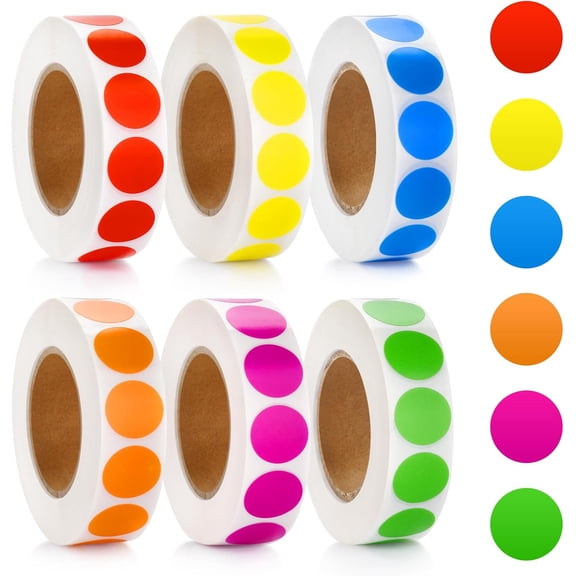 UNI 6000 Pcs Colored Dot Stickers, Circle Color Coding Labels Garage Yard Sale Price Stickers Office Classroom Decor Must Haves Supplies Pricing Tag Labels