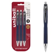 uni-ball  JetStream  RT Retractable Ballpoint Pens, Fine Point, 0.7 mm, Blue Barrel, Black Ink, Pack Of 3