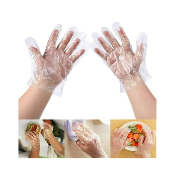 UNI-SUN 100PCS Disposable Gloves Poly Plastic Gloves for Kitchen Food Prep Cooking, BPA & Latex & Powder Free, One Size Fits All