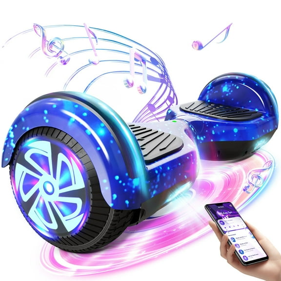 UNI-SUN Hoverboard, 6.5" Self Balancing Hoverboard with Bluetooth and LED Lights