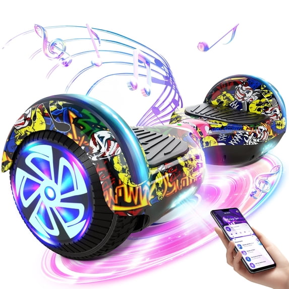 UNI-SUN Hoverboard, 6.5" Self Balancing Hoverboard with Bluetooth and LED Lights