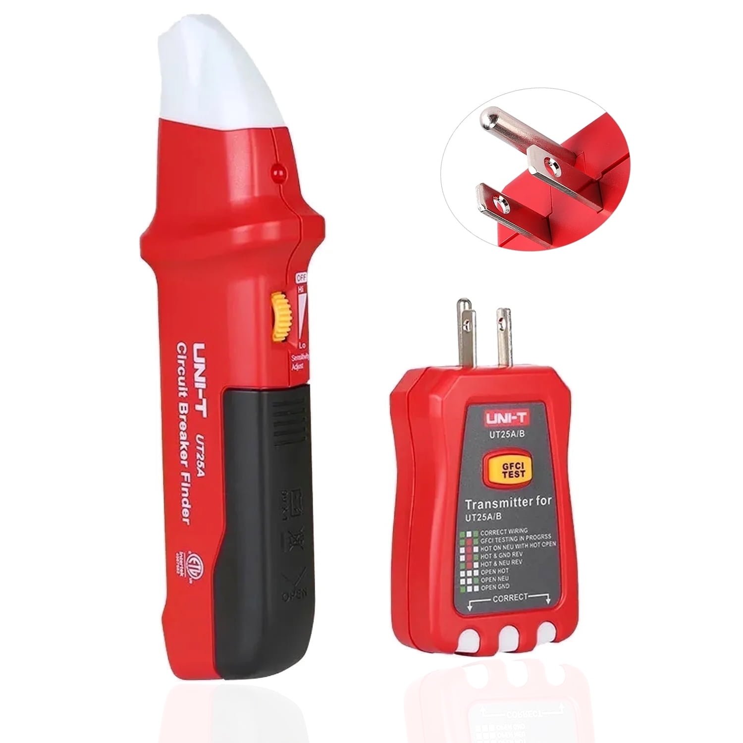 UNI-T AC Circuit Breaker Finder and Tracer Tool Kit with Electrical Integrated GFCI Outlet Tester, AC 90-120V USA Plug + Adjustable Sensitivity Beeper Indicattion+ Flashing LED Light