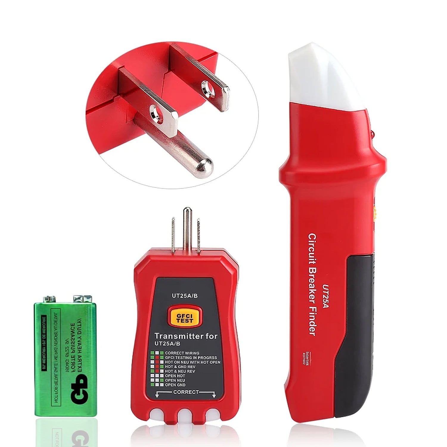 UNI-T AC Circuit Breaker Finder and Tracer Tool Kit with Electrical Integrated GFCI Outlet Tester, AC 90-120V USA Plug + Adjustable Sensitivity Beeper Indicattion+ Flashing LED Light