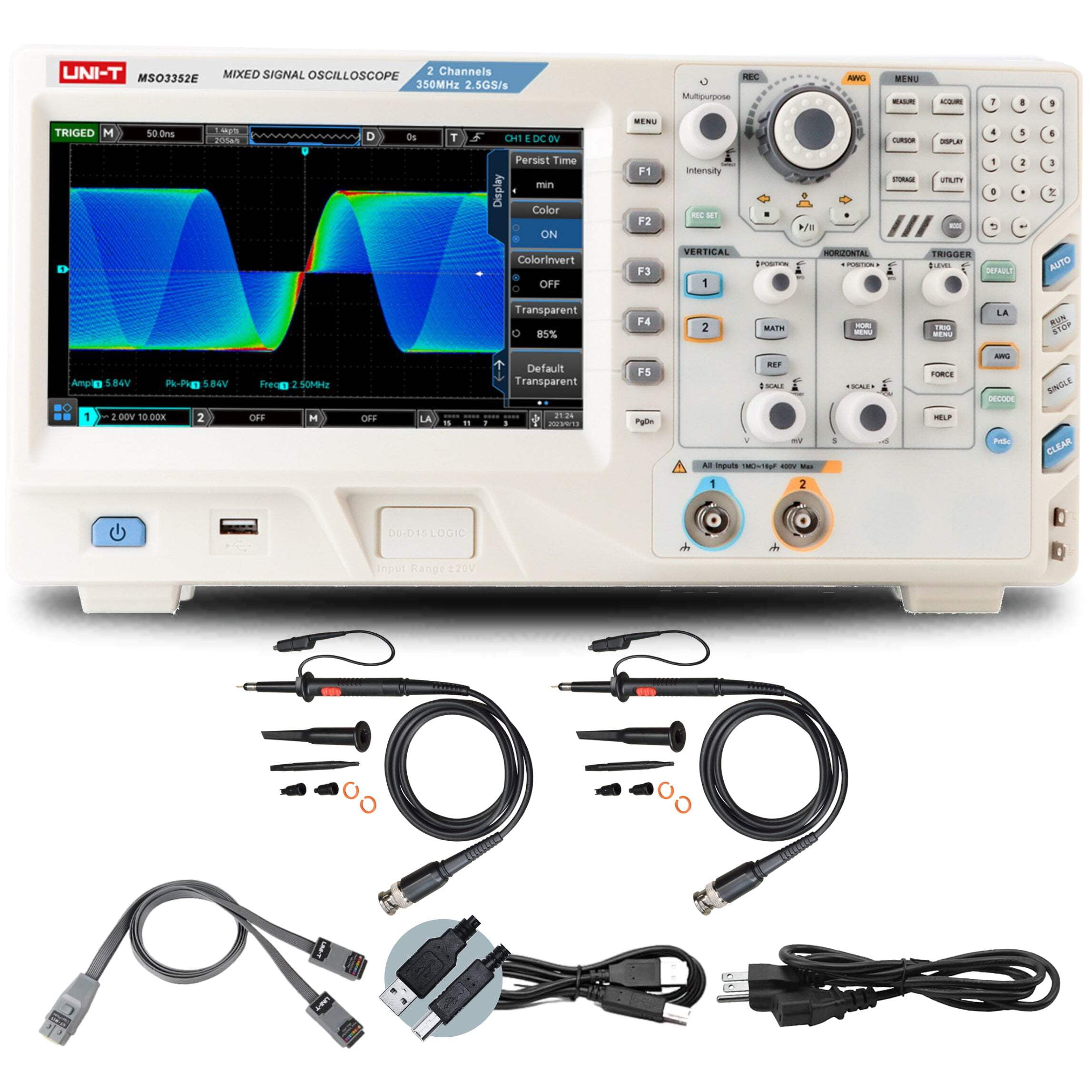 UNI-T MSO3352E 350MHz 2+16Ch MSO Mixed Signal Digital Oscilloscope
