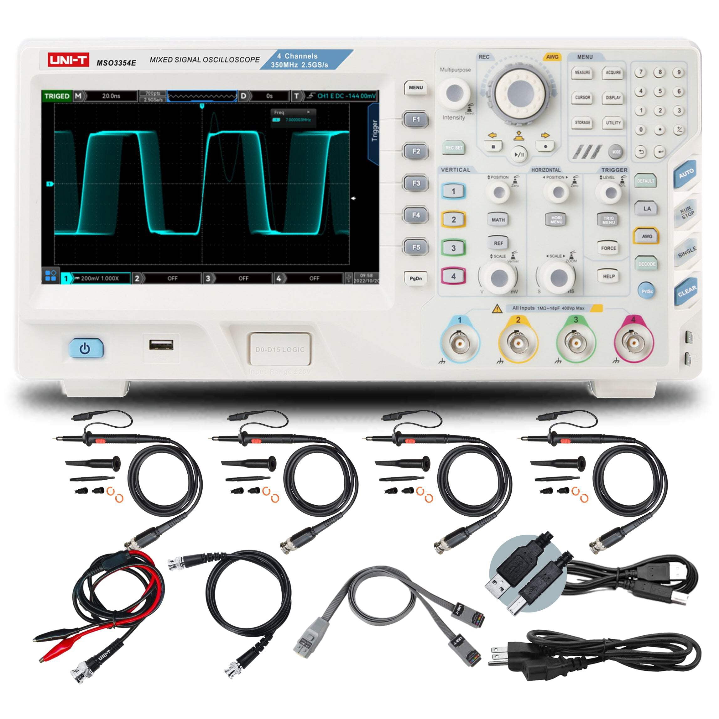 UNI-T MSO3354E-S 350MHz 4+16Ch MSO Digital Oscilloscope with Signal Generator