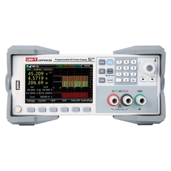 UNI-T UDP6952B 600W 1Ch DC Switching Power Supply 60V/25A 1mV/0.1mA RS232 & RS485 Interfaces OVP OCP 4.3" TFT True Color LCD 4.5 Digit Voltmeter