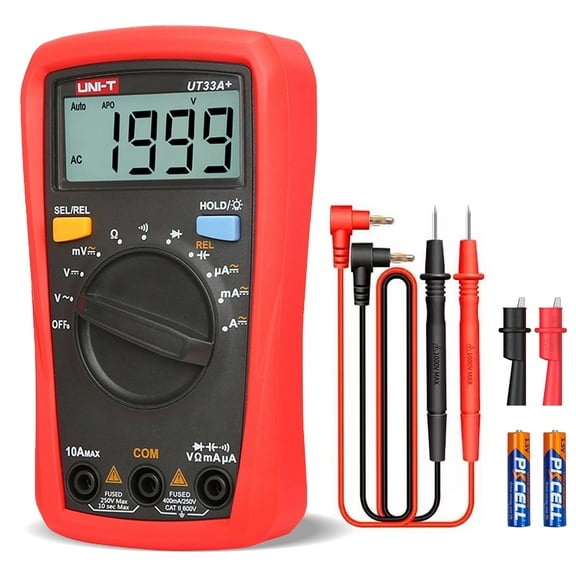 UNI-T UT33A+ Digital Multimeter with Backlight Auto Ranging AC DC Voltmeter Ammeter 2mF Capacitance Test LCD Display Multimeter Resistance Range 200MΩ Capacitance Meter