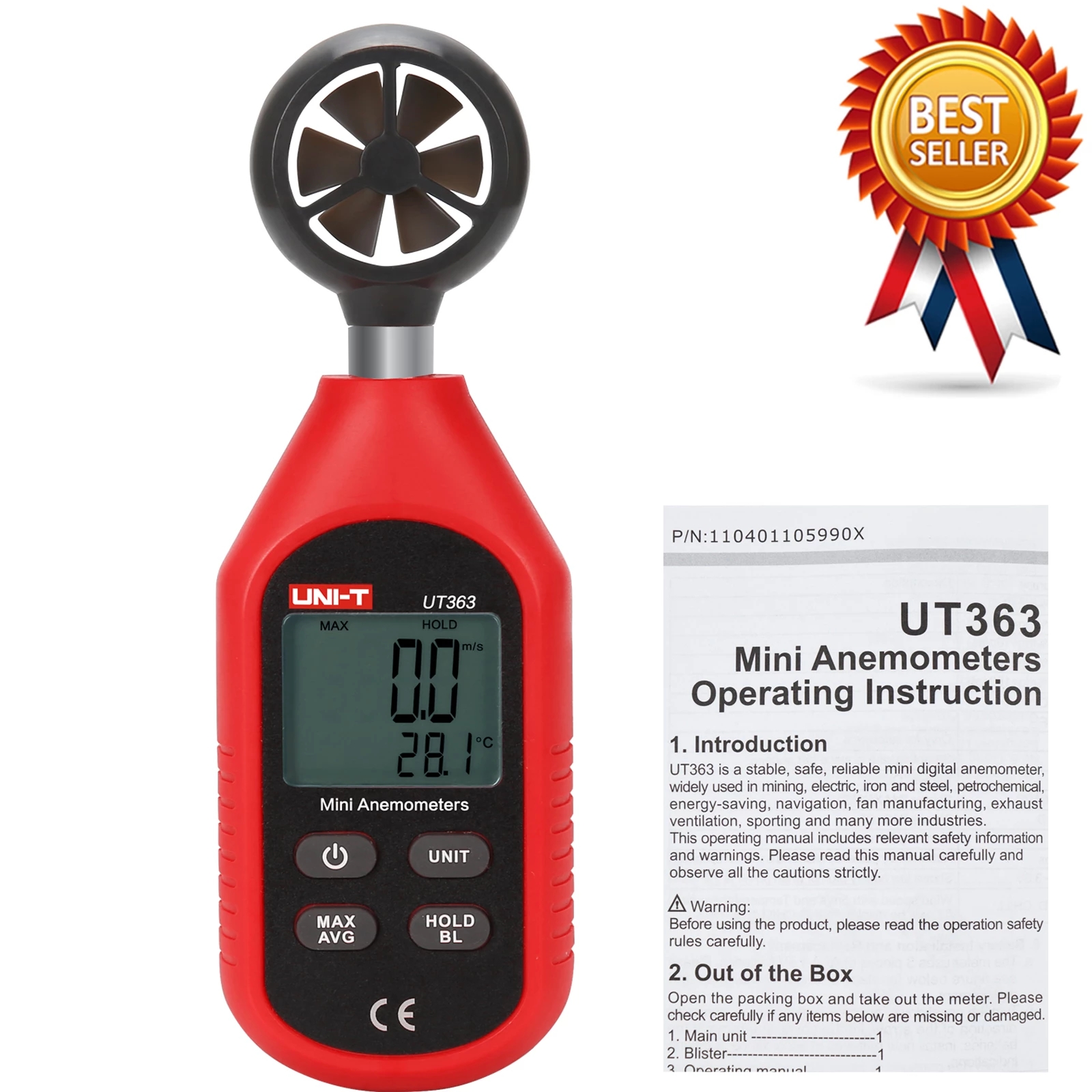 UNIT UT363 UT363BT Mini Handheld Anemometer With Bluetooth Digital
