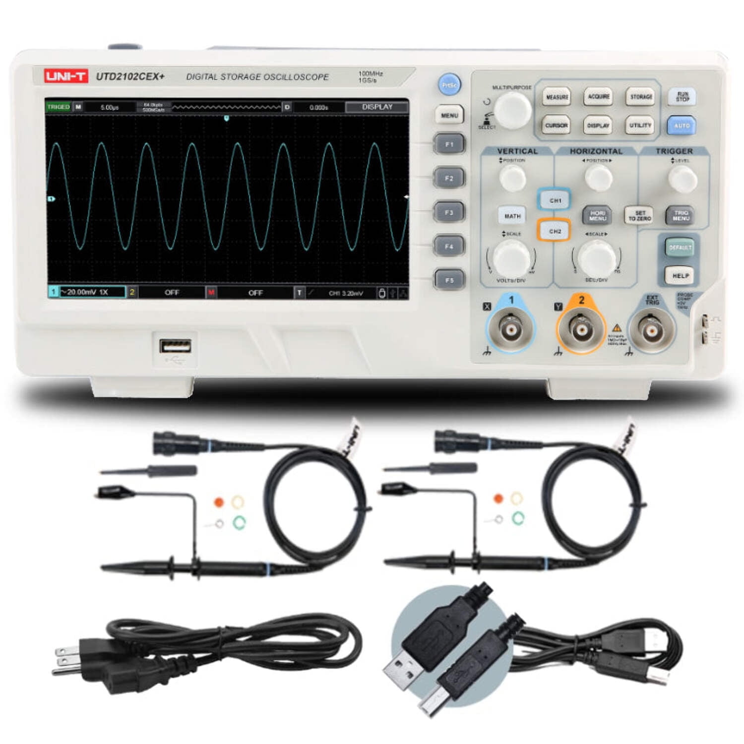 UNI-T UTD2102CEX+ 100MHz 2Ch DSO Digital Storage Oscilloscope