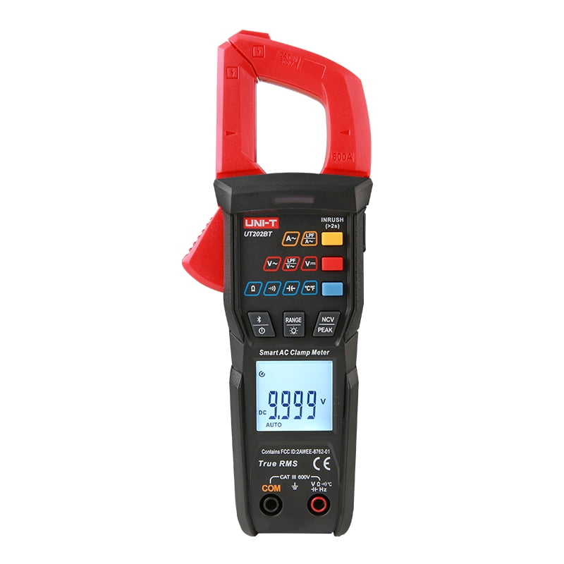UNI-T Uni-trend Multimeter clamp meter UT202BT Digital clamp meter 600A DC Current Pliers Ammeter Voltage Tester Temperature Frequency Meter Auto Range(UT202BT)