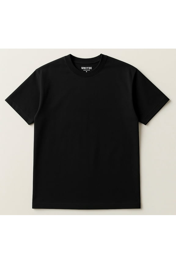 Mens Black Short Sleeves Heavy Weight 100% Premium 8 ozs Cotton S-3XL CREW Neck T-Shirt